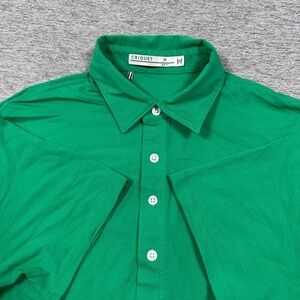 Criquet Polo Shirt Mens Size Medium Green Slim Fit Cotton Stretch Golf Preppy